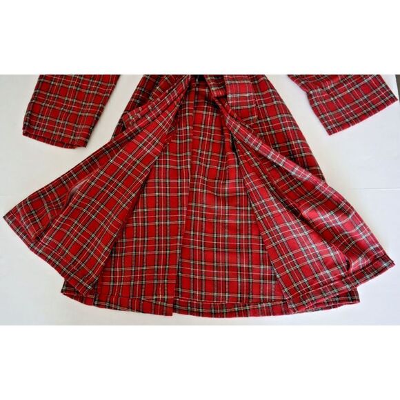 Club Room 10013203100 Men's Sz S/M Red Navy Plaid Plush Flannel Lounge Robe $60 - Picture 6 of 8